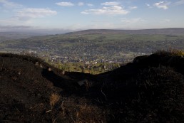 Town of Ilkley from lkley Moor after fire