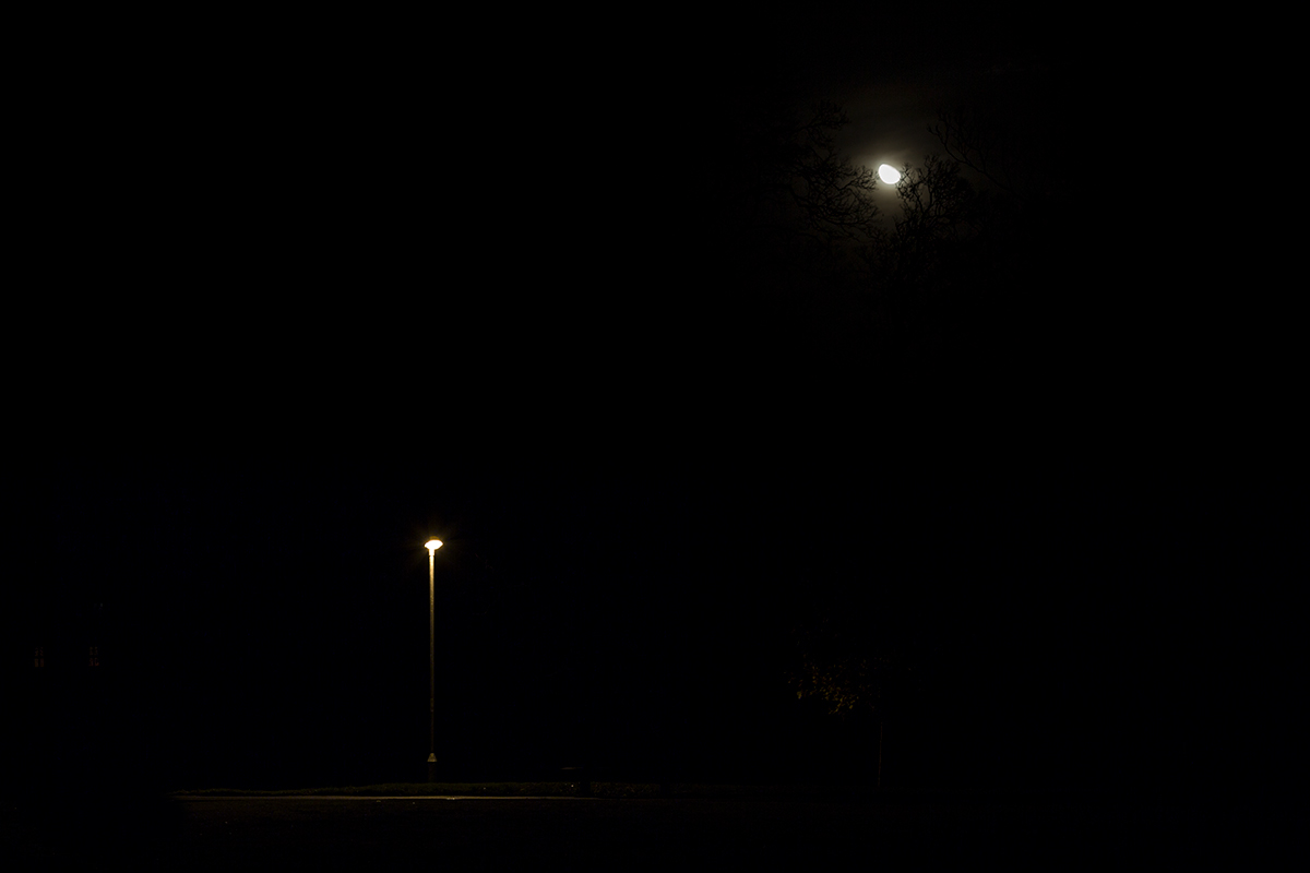 Street Light and the Moon composition, night photo